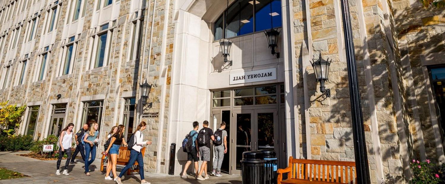 students outside of Maloney Hall