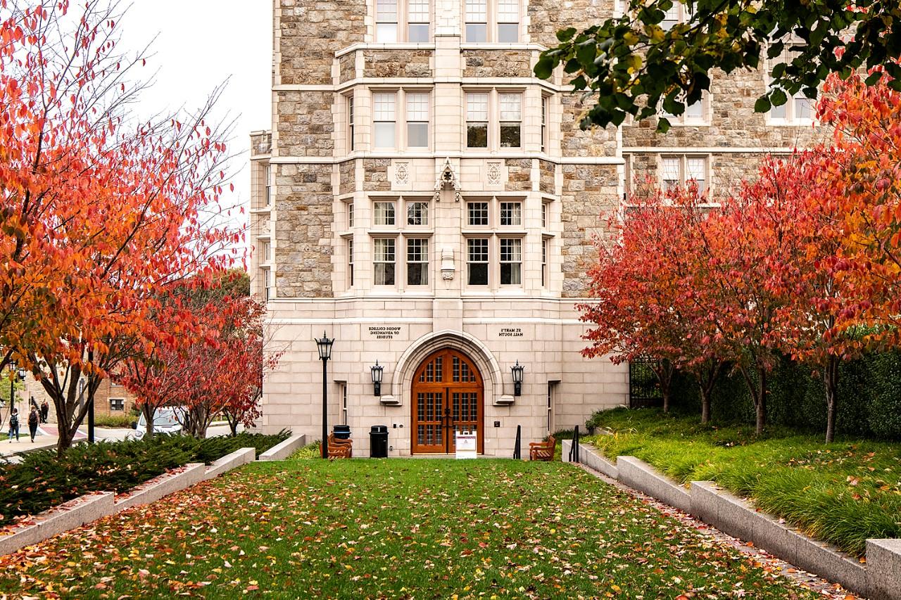 Main entrance to the Woods College of Advancing Studies housed in a section of St. Mary's Hall on the main campus.